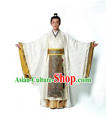 Traditional Chinese Ancient Qin Dynasty Prince Embroidered Costume, China Han Dynasty Majesty Embroidery Dragon Hanfu Robe Clothing
