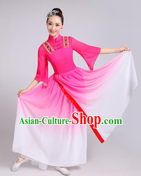 Traditional Chinese Yangge Fan Dancing Costume Modern Dance Dress Clothing and Headwear