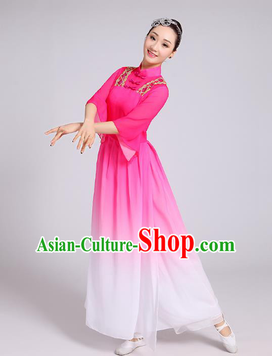 Traditional Chinese Yangge Fan Dancing Costume Modern Dance Dress Clothing and Headwear