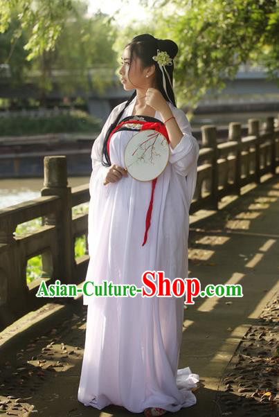 Traditional Chinese Tang Dynasty Imperial Concubine Costume Embroidery Blouse and Slip Skirt, Elegant Hanfu Clothing Chinese Ancient Princess Clothing for Women