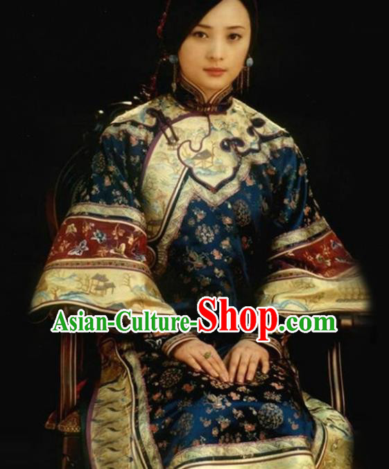 Traditional Chinese Qing Dynasty Mistress XiuHe Suit Costume, Elegant Hanfu Clothing Chinese Ancient Republic of China Young Dowager Embroidery Xiuhe Suit Clothing