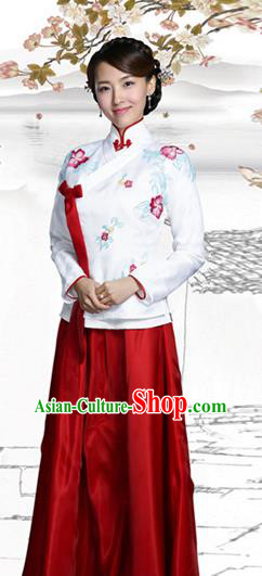 Traditional Chinese Qing Dynasty Young Lady Costume, Elegant Hanfu Clothing Chinese Ancient Republic of China Young Dowager Embroidery Xiuhe Suit Clothing