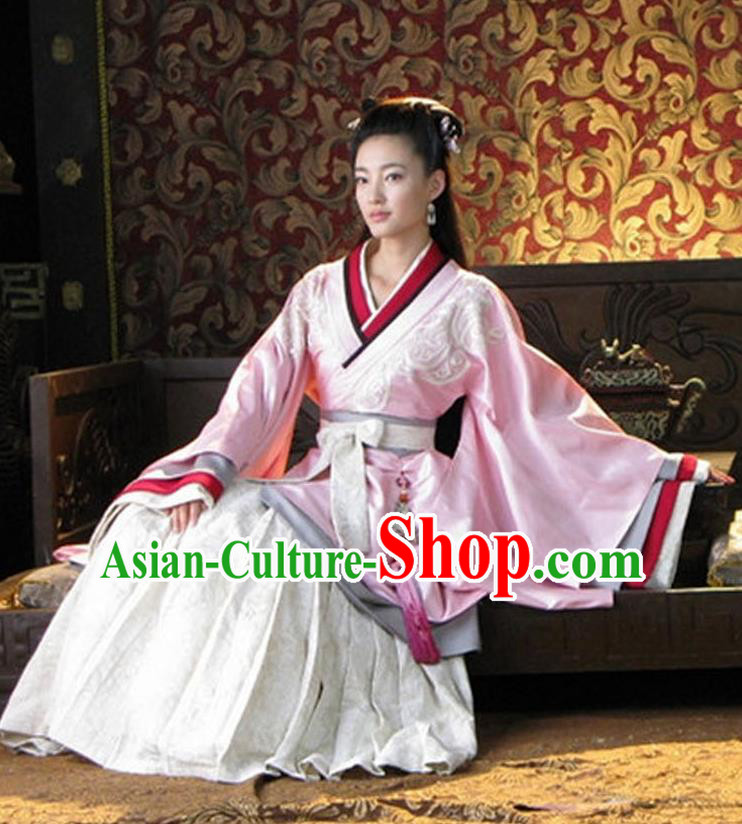 Traditional Ancient Chinese Imperial Consort Costume, Elegant Hanfu Clothing Chinese Han Dynasty Palace Princess Tailing Embroidered Clothing for Women