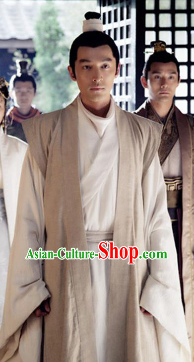 Traditional Chinese Ancient Scholar Costume, Chinese Han Dynasty Military Counsellor Hanfu Clothing for Men