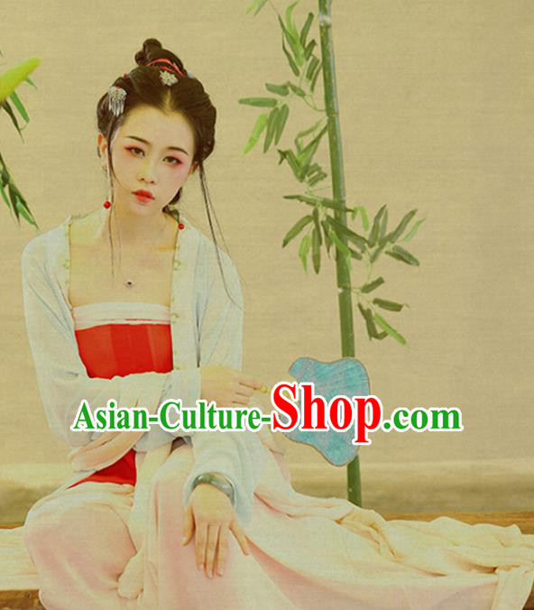 Traditional Ancient Chinese Young Lady Costume, Elegant Hanfu Clothing Chinese Tang Dynasty Imperial Concubine Clothing for Women