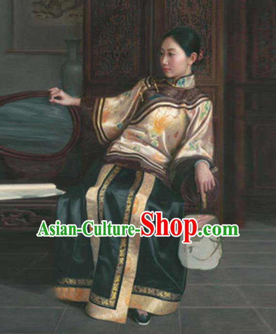 Traditional Ancient Chinese Republic of China Peeresses Costume Xiuhe Suit, Elegant Hanfu Clothing Chinese Qing Dynasty Nobility Dowager Clothing for Women