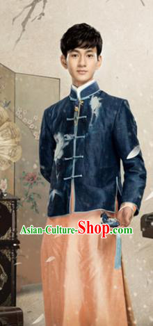 Traditional Chinese Nobility Childe Costume Long Robe, Chinese Republic of China Young Master Embroidery Clothing