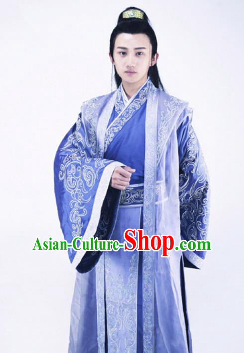 Traditional Chinese Ancient Hanfu Swordsman Costume, Chinese Han Dynasty Nobility Childe Kawaler Clothing for Men