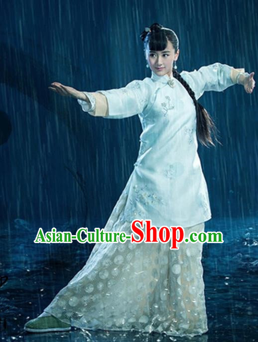 Traditional Ancient Chinese Martial Arts Swordswoman Costume Xiuhe Suit, China Republic of China Nobility Lady Embroidered Clothing