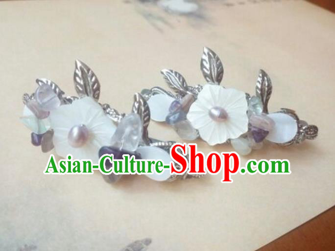 Traditional Chinese Ancient Classical Handmade Palace Princess Shell Flower Hair Claw Hair Accessories, Hanfu Hair Stick Hair Fascinators Hairpins for Women