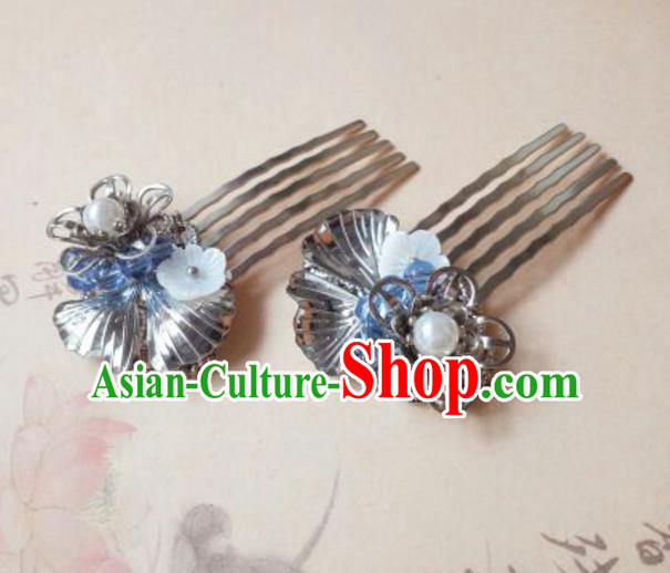 Traditional Handmade Chinese Ancient Classical Hanfu Hair Accessories Step Shake, Princess Hairpins Shell Hair Comb Headwear for Women