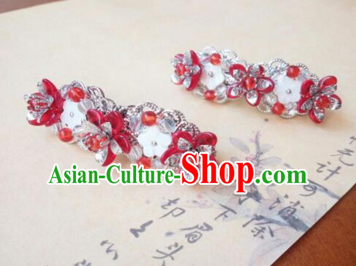 Traditional Handmade Chinese Ancient Classical Hanfu Hair Accessories Red Oriental Cherry Hair Claw, Princess Hairpins Hair Stick Headwear for Women