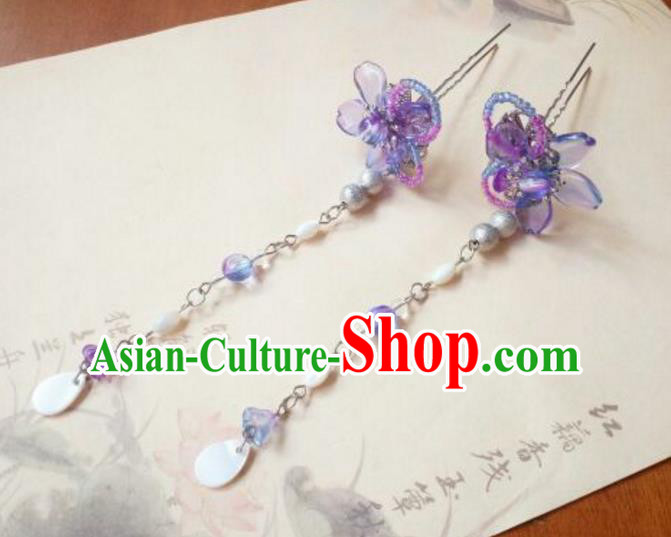 Traditional Handmade Chinese Ancient Classical Hanfu Hair Accessories Tassel Step Shake, Princess Palace Lady Tassel Hairpins Headwear for Women