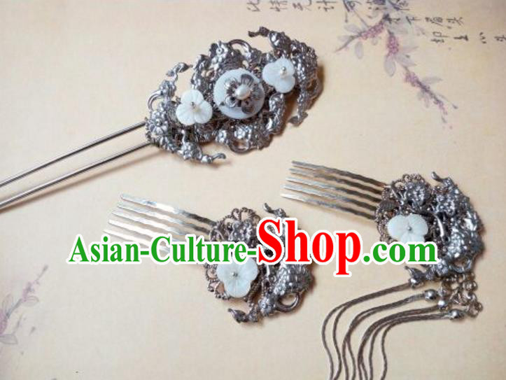 Traditional Handmade Chinese Ancient Classical Hair Accessories Hairpins Tassel Hair Comb Complete Set for Women