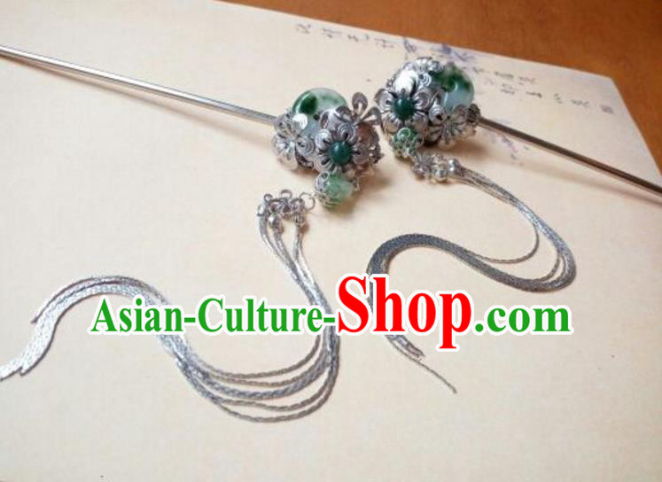 Traditional Handmade Chinese Ancient Classical Hair Accessories Hairpins Tassel Step Shake for Women