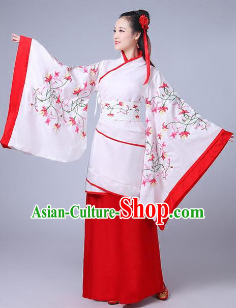 Traditional Chinese Han Dynasty Palace Lady Costume Embroidery Curve Bottom, Elegant Hanfu Clothing Chinese Ancient Princess Clothing for Women