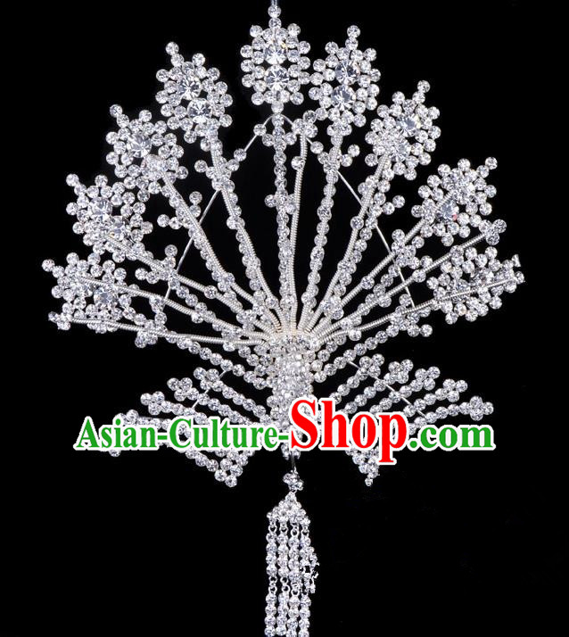 Traditional Beijing Opera Diva Hair Accessories Crystal Phoenix Hairpins, Ancient Chinese Peking Opera Hua Tan Tassel Step Shake Hair Stick Headwear