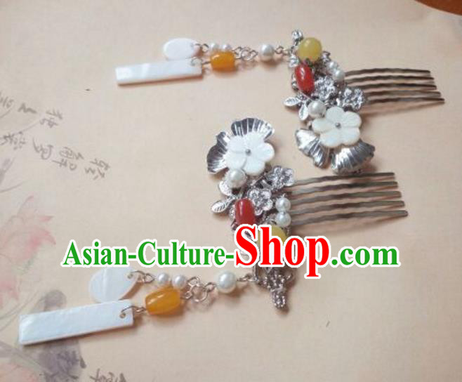 Traditional Handmade Chinese Ancient Classical Hanfu Hair Accessories Tassel Hair Comb, Princess Palace Lady Hairpins Hair Stick for Women