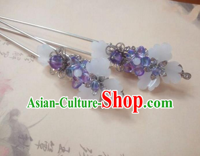 Traditional Handmade Chinese Ancient Classical Hanfu Hair Accessories Purple Step Shake, Princess Palace Lady Hairpins Hair Stick for Women