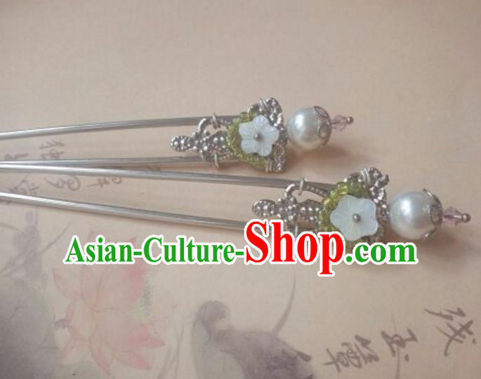 Traditional Handmade Chinese Ancient Classical Hanfu Hair Accessories Shell Pearl Princess Palace Lady Hairpins Hair Stick for Women