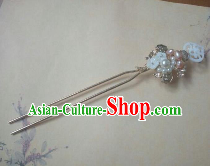 Traditional Handmade Chinese Ancient Classical Hanfu Hair Accessories Pink Pearl Hairpins, Princess Headpiece Step Shake Hair Fascinators for Women