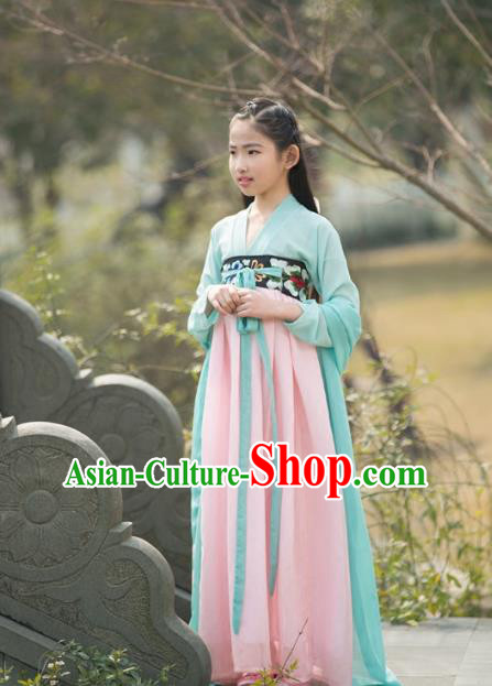 Traditional Ancient Chinese Princess Costume Palace Slip Dress, Elegant Hanfu Clothing Chinese Han Dynasty Embroidered Clothing for Kids