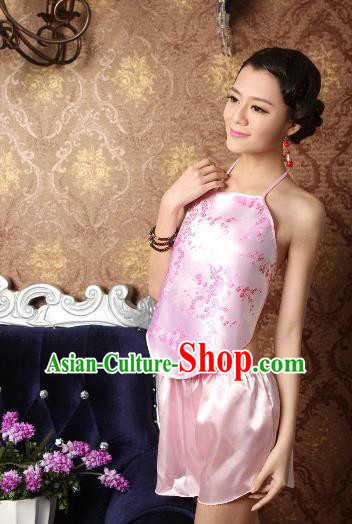 Traditional Chinese Ming Dynasty Princess Pink Bellyband, China Ancient Palace Lady Stomachers Embroidery Undergarment for Women