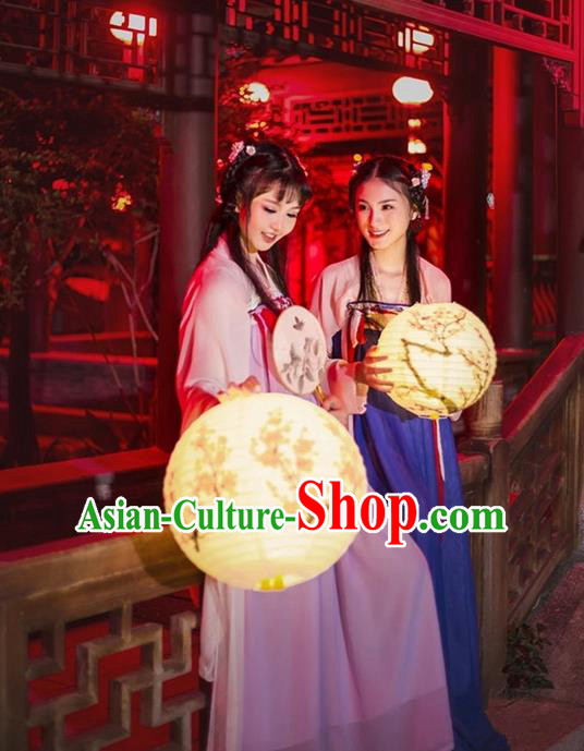 Traditional Asian Oriental China Costume Embroidery Tang Dynasty Young Lady Lantern Festival Slip Skirts, Chinese Hanfu Princess Embroidered Dress for Women