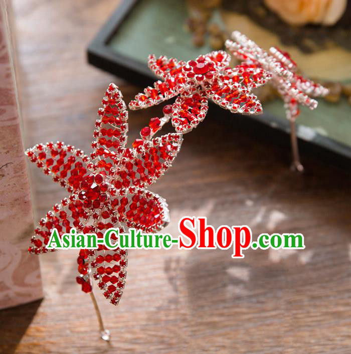 Top Grade Handmade Classical Hair Accessories Baroque Style Princess Red Crystal Hair Clasp Headwear for Women