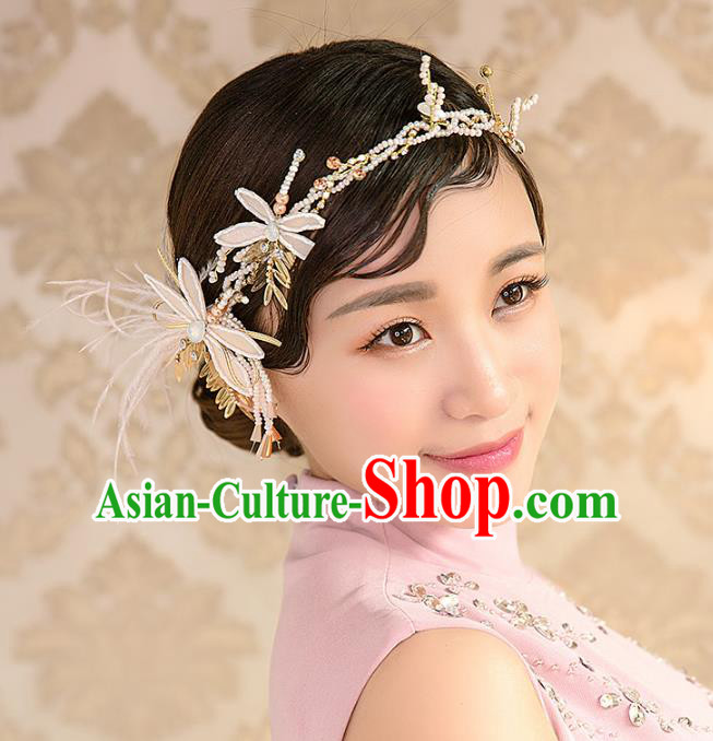 Top Grade Handmade Classical Hair Accessories Baroque Style Princess Silk Dragonfly Hair Clasp Headwear for Women