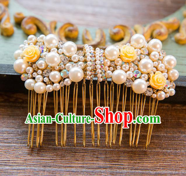 Top Grade Handmade Classical Hair Accessories Baroque Style Princess Hair Comb Headwear for Women