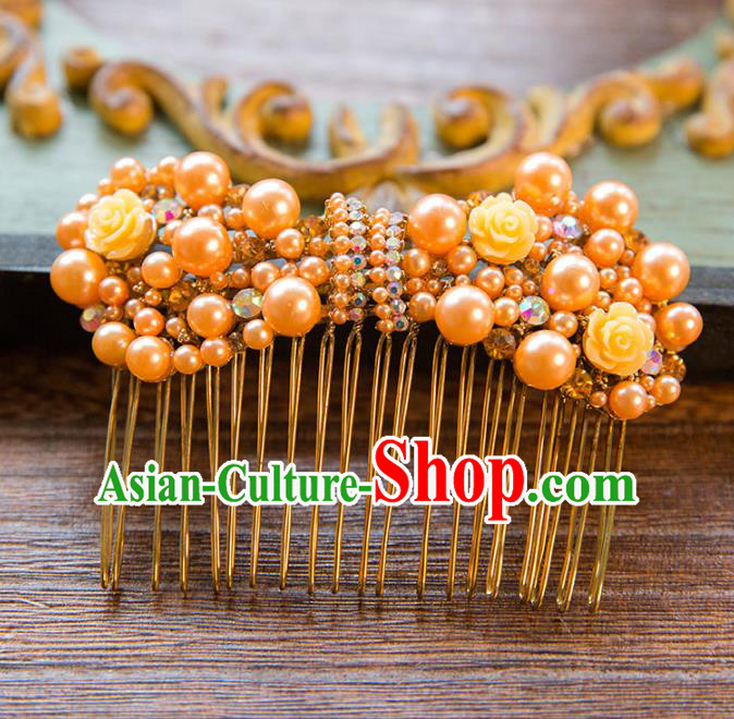 Top Grade Handmade Classical Hair Accessories Baroque Style Princess Hair Comb Headwear for Women