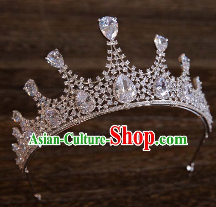 Top Grade Handmade Classical Hair Accessories Baroque Style Princess Crystal Royal Crown Zircon Hair Clasp Headwear for Women