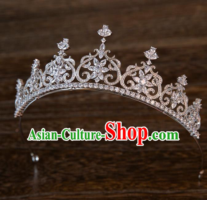 Top Grade Handmade Classical Hair Accessories Baroque Style Princess Crystal Royal Crown Zircon Hair Clasp Headwear for Women