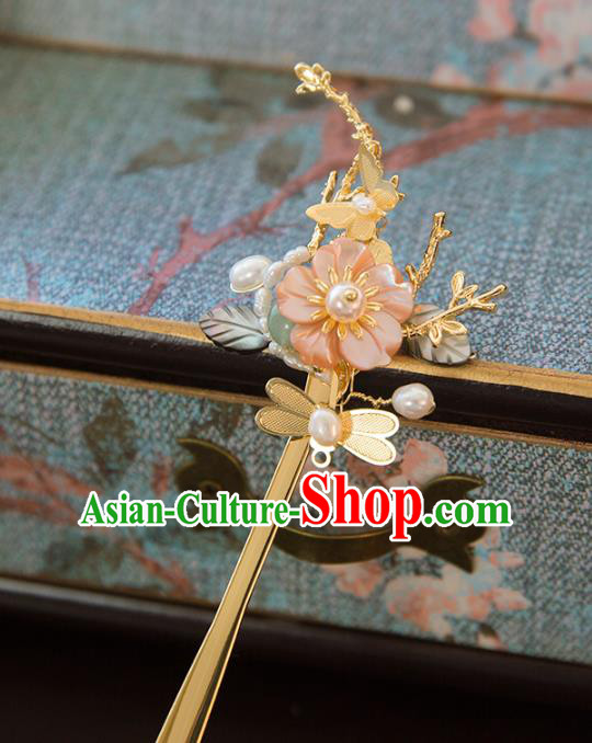 Aisan Chinese Handmade Classical Hair Accessories Pink Flower Hair Stick, China Xiuhe Suit Hairpins Wedding Headwear for Women