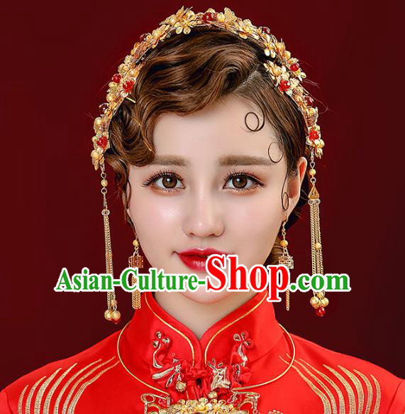 Aisan Chinese Handmade Classical Hair Accessories Hair Comb and Necklace Complete Set, China Xiuhe Suit Hairpins Wedding Headwear for Women