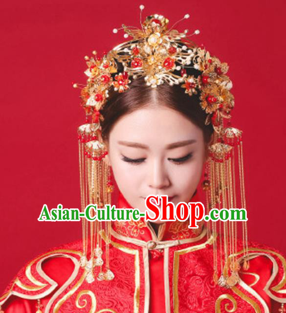 Aisan Chinese Handmade Classical Hair Accessories Complete Set Phoenix Coronet, China Xiuhe Suit Hairpins Wedding Headwear for Women