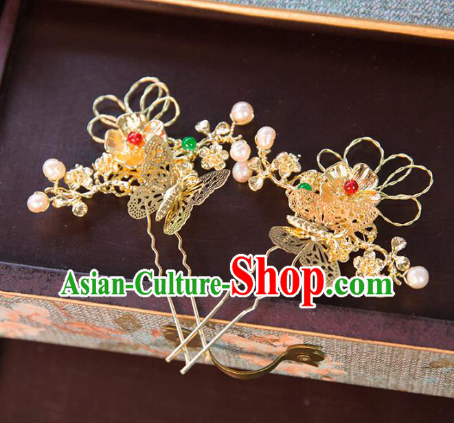 Aisan Chinese Handmade Classical Hair Accessories Butterfly Hair Stick, China Xiuhe Suit Hairpins Wedding Headwear for Women