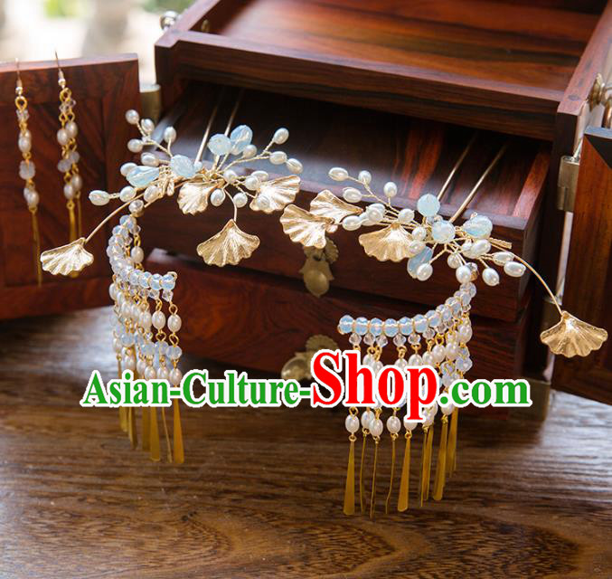 Aisan Chinese Handmade Classical Hair Accessories Pearls Tassel Step Shake, China Xiuhe Suit Hairpins Wedding Headwear for Women