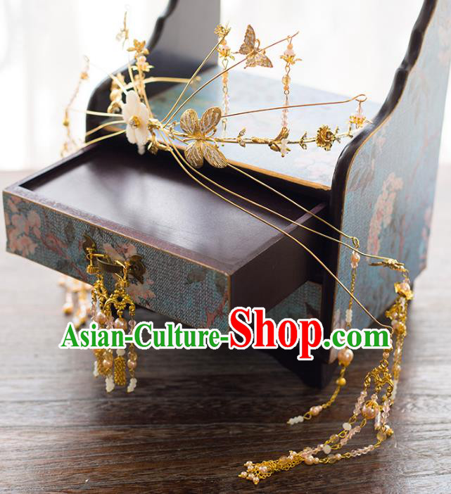 Aisan Chinese Handmade Classical Hair Accessories Tassel Phoenix Coronet, China Xiuhe Suit Hairpins Wedding Headwear for Women