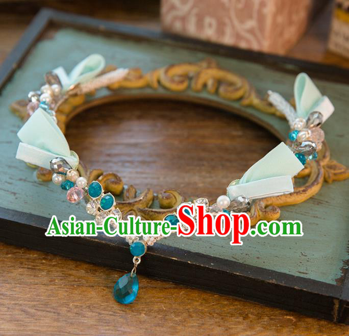 Top Grade Handmade Classical Hair Accessories Baroque Style Princess Crystal Forehead Ornament Green Headband Headwear for Women