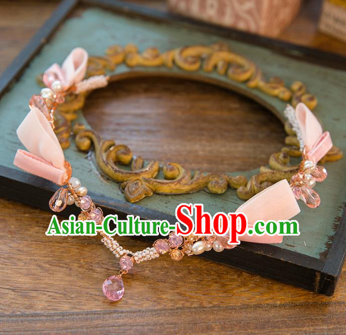 Top Grade Handmade Classical Hair Accessories Baroque Style Princess Crystal Forehead Ornament Pink Headband Headwear for Women