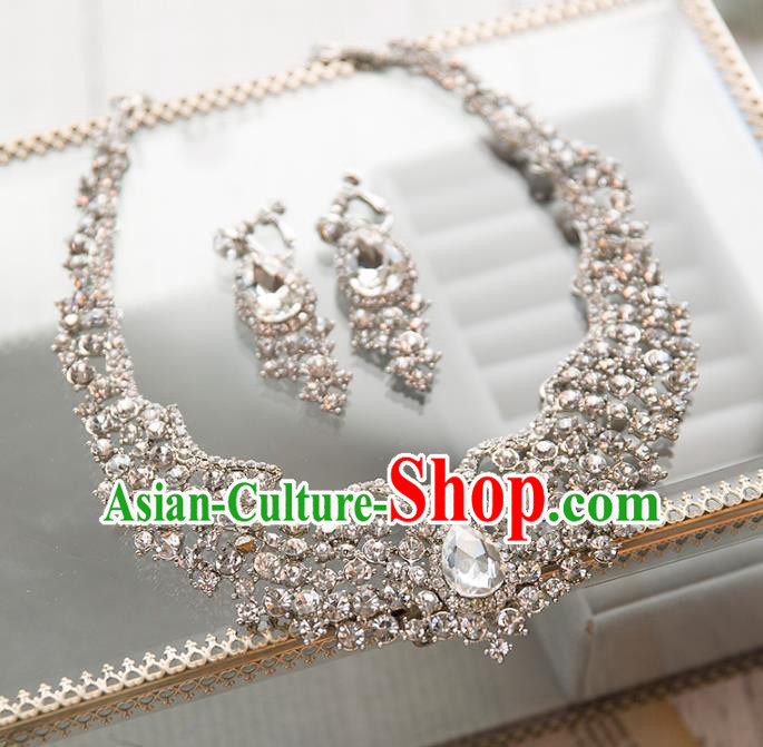 Top Grade Handmade Classical Jewelry Accessories Earrings and Necklace, Baroque Style Princess Crystal Headwear for Women