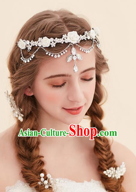 Top Grade Handmade Classical Hair Accessories Forehead Ornament, Baroque Style Princess Crystal Hair Clasp Headwear for Women