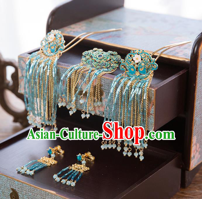 Chinese Handmade Classical Hair Accessories Cloisonne Step Shake Complete Set, China Xiuhe Suit Hairpins Wedding Headwear for Women