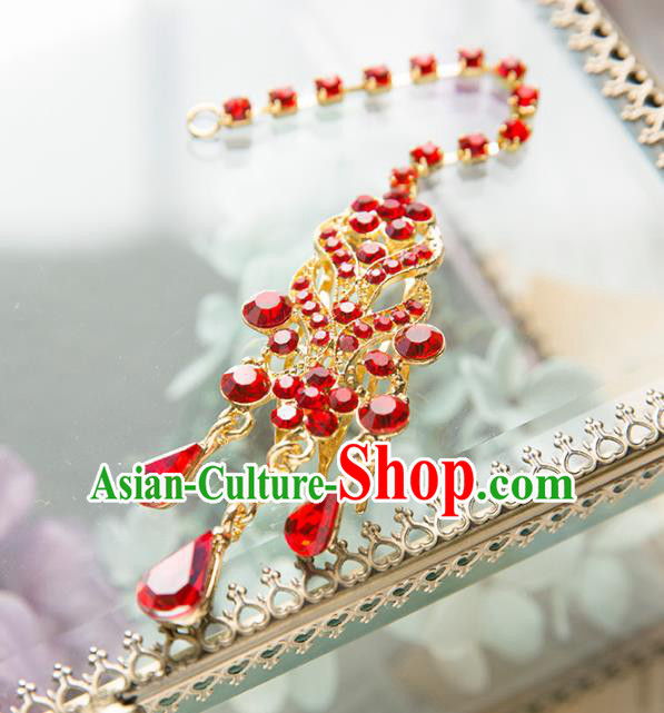 Aisan Chinese Handmade Classical Accessories Hanfu Red Crystal Earrings Wedding Headwear for Women