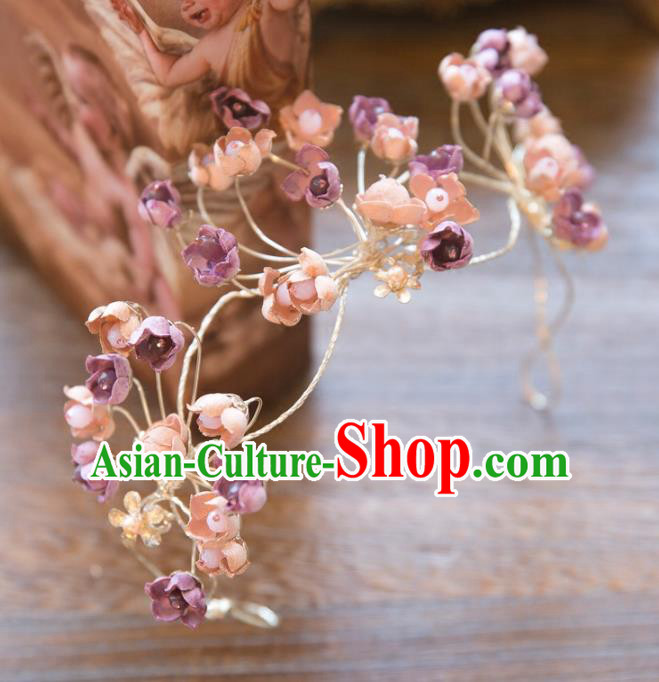 Top Grade Handmade Classical Hair Accessories Baroque Style Princess Purple Flowers Hair Clasp Headwear for Women