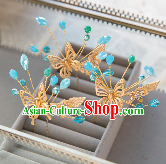 Top Grade Handmade Classical Hair Accessories Hairpins Baroque Style Princess Butterfly Headwear for Women