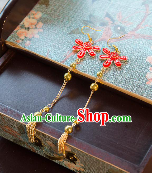 Top Grade Handmade Classical Xiuhe Suit Accessories Earrings, Baroque Style Princess Red Eardrop Headwear for Women