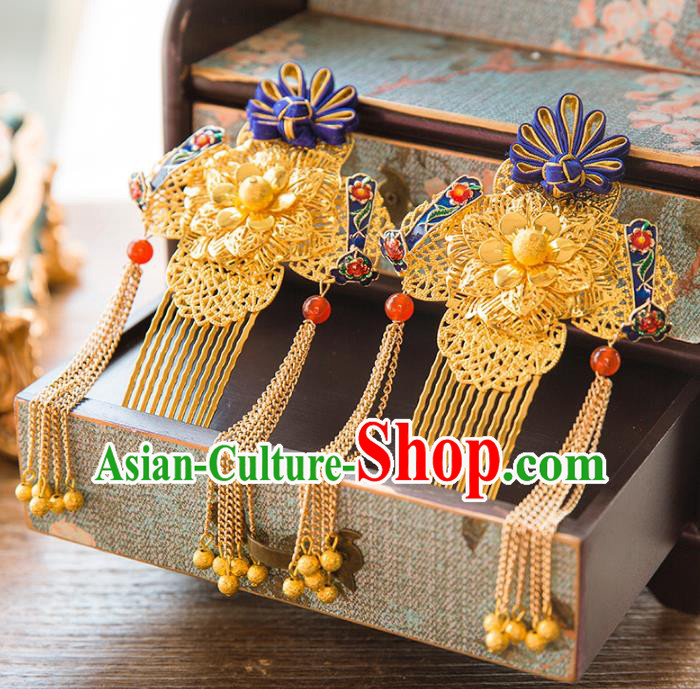 Chinese Handmade Classical Hair Accessories Bride Step Shake Hair Comb, China Xiuhe Suit Hairpins Wedding Headwear for Women